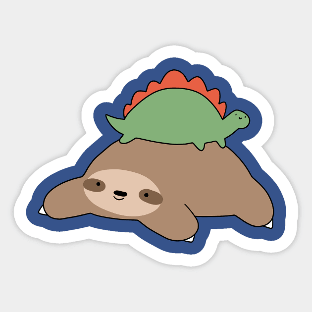 Sloth and Little Stegosaurus Sticker by saradaboru